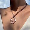 Acrylic Circular Pendant Necklace Adjustable Velvets Rope Choker Simple Ornament Women Collarbone Chain Accessory