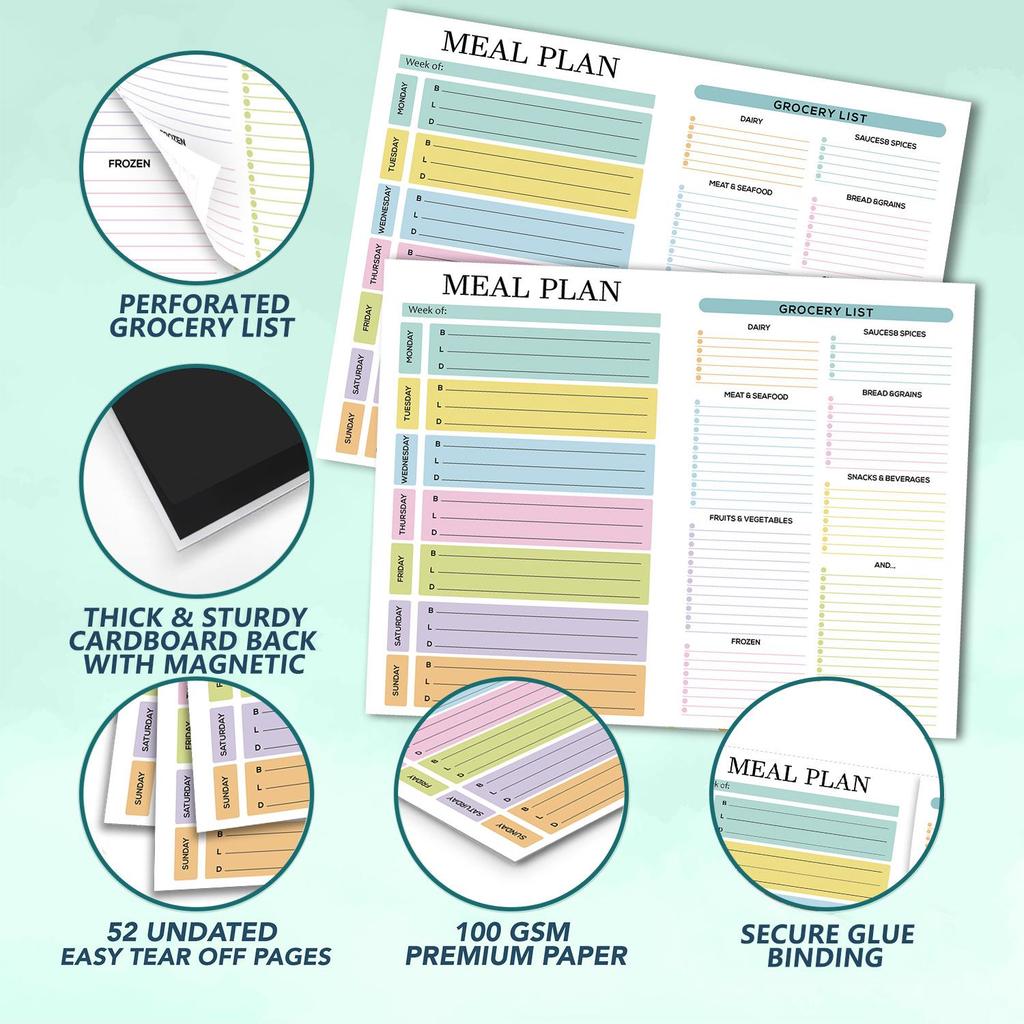 Magnetic Weekly Meal Planner Notebook