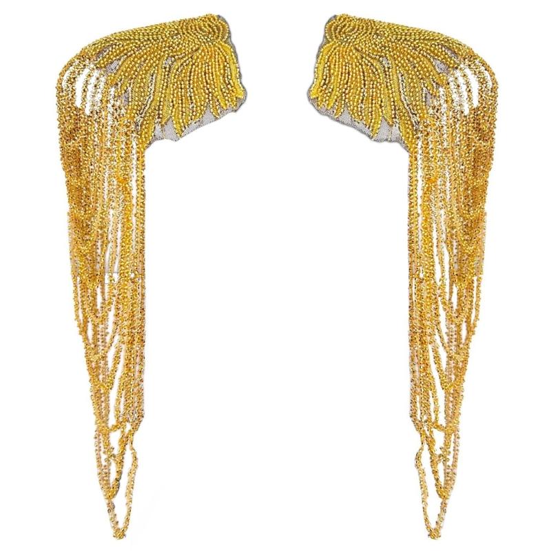 1 Pair Sequined Beaded Uniform Epaulets Party Costume Epaulettes Glittering Shoulder Wrap Epaulet for Stage Performances