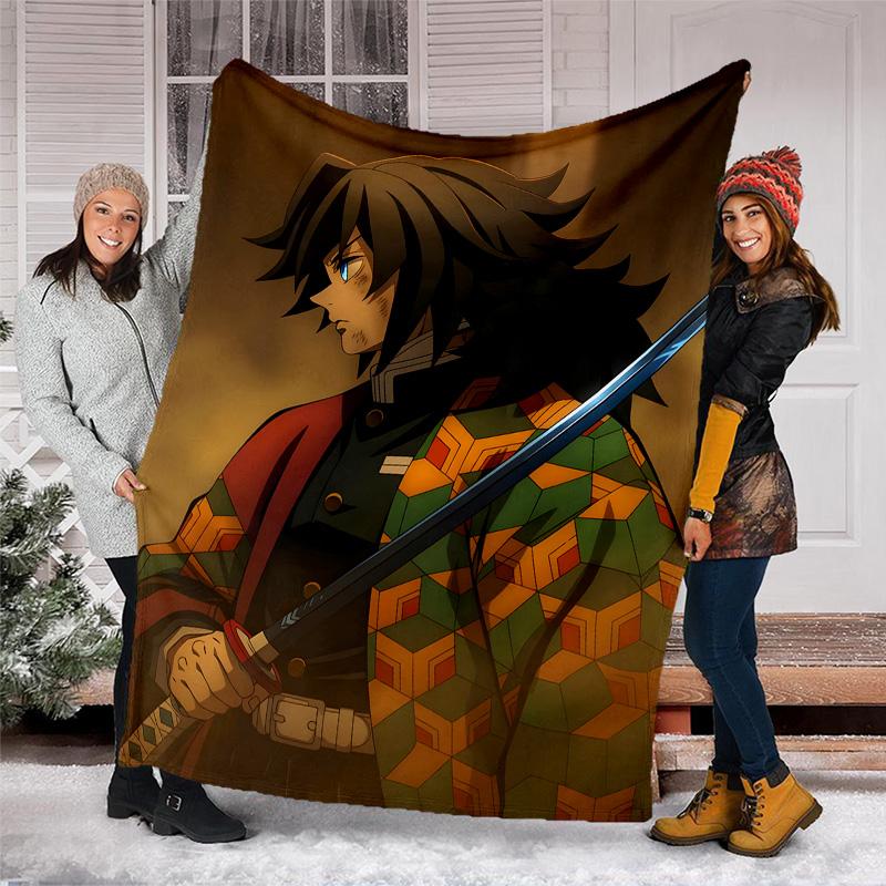1pc Tomioka Giyuu Theme Blanket - Digital Print, Polyester, Cozy for All Seasons, Perfect for Outdoor, and Travel