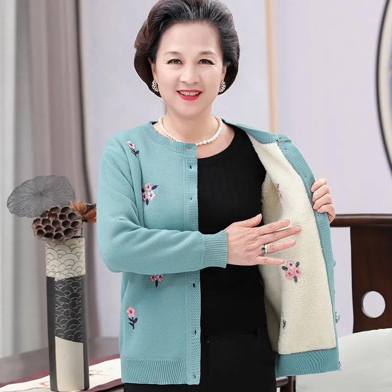 Cardigans Plus Size Grandma Knitting Sweater New Middle-aged and Old Women Sweater Cardigan