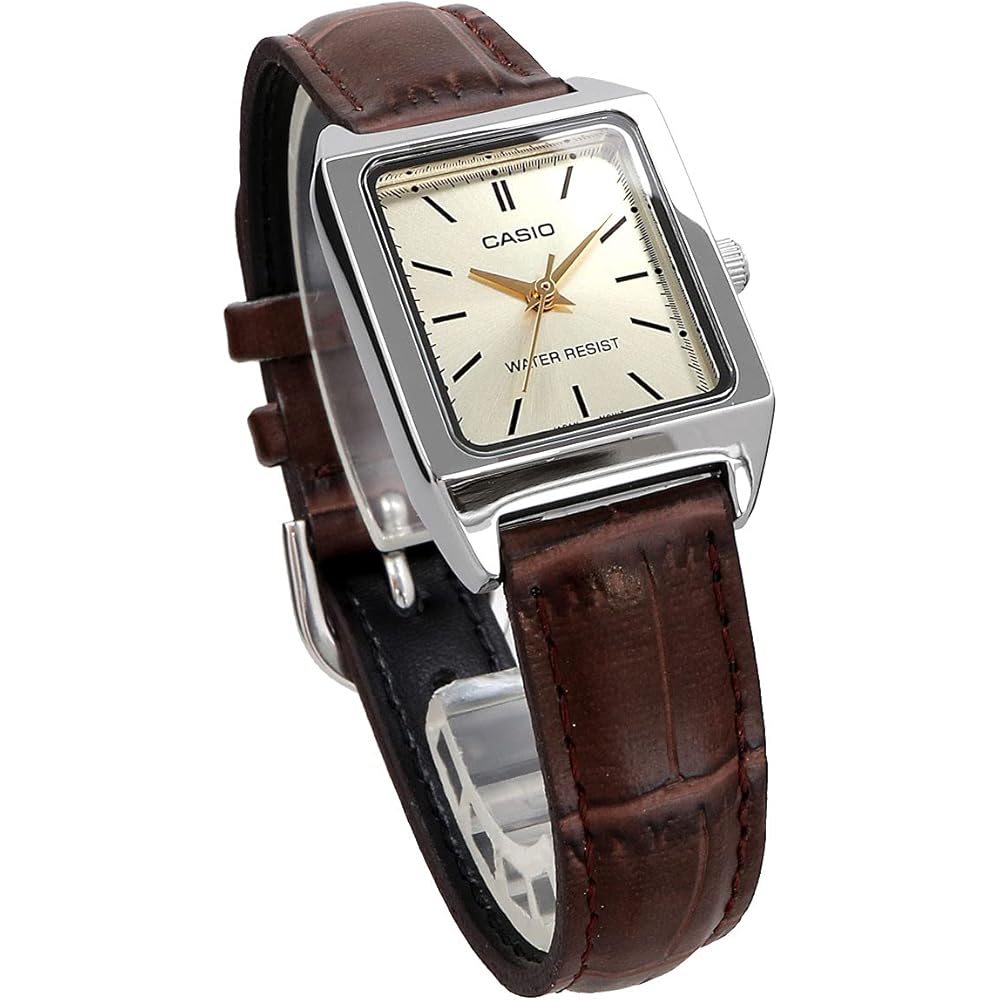 Casio Standard Quartz Women's Watch LTP-V007L-9E Champagne Gold Brown Leather Strap