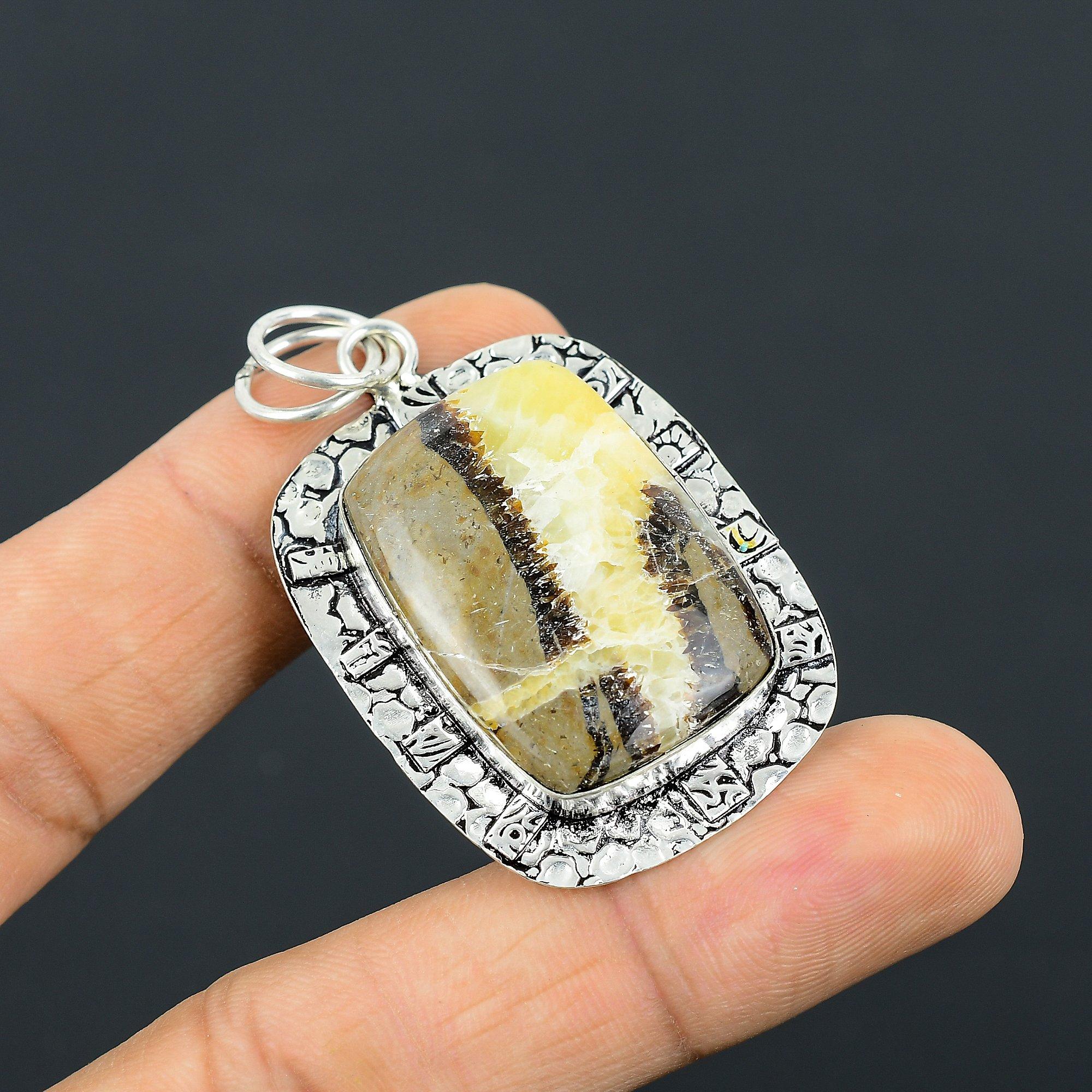 

Natural Septarian Gemstone Pendant 925 Sterling Silver Indian Jewelry For Girls