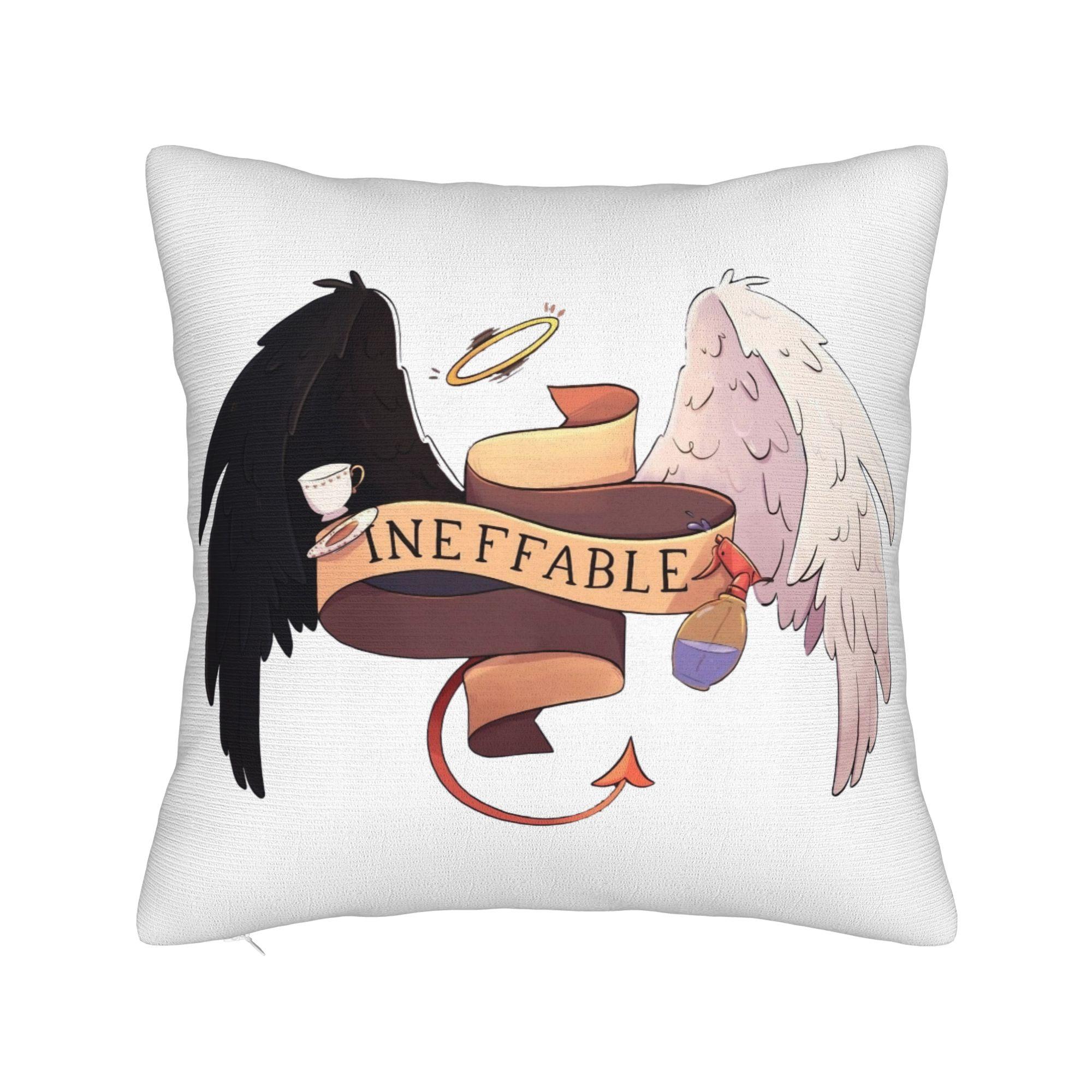 Good Omens Ineffable Angels And Demons Pillowcase Double-Sided Printing Fabric Cushion Cover Decorations Pillow Case Cover Peach skin 18*18(CM)-1Pcs