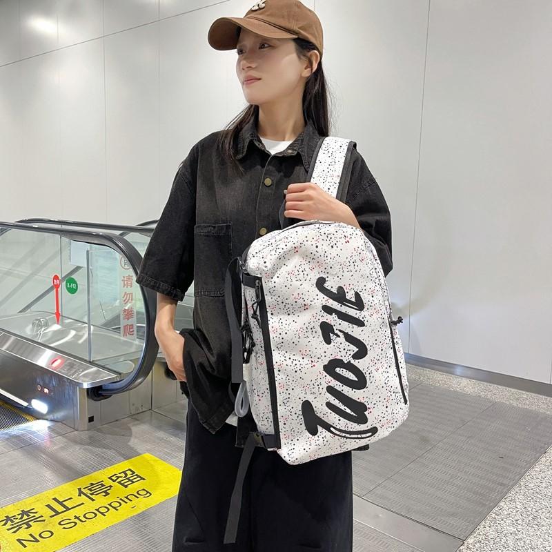 Women's Letter Printed Backpack Men's Large Capacity Travel Backpack Junior High School Student Schoolbag