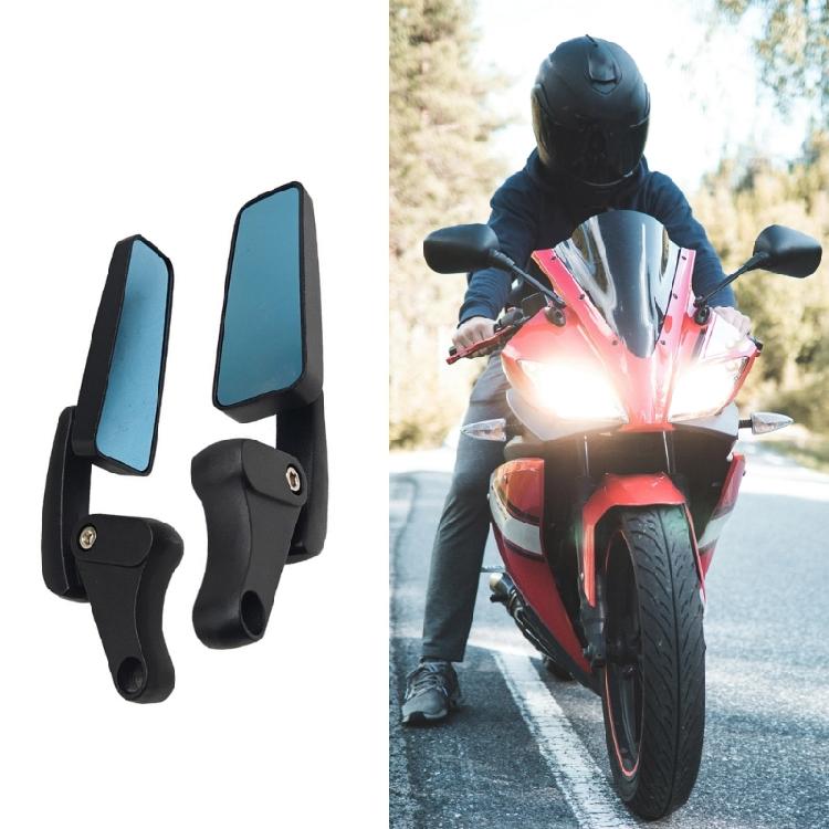 Motorcycle Scooter Rectangle Rearview Mirror Angle Adjustable Handlebar Mount Mirrors Blue Glass Rear View Mirror