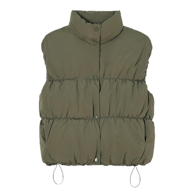 Down Cotton Vest Women's Autumn and Winter New Korean Style Loose Cotton Waistcoat Solid Color Vest Jacket