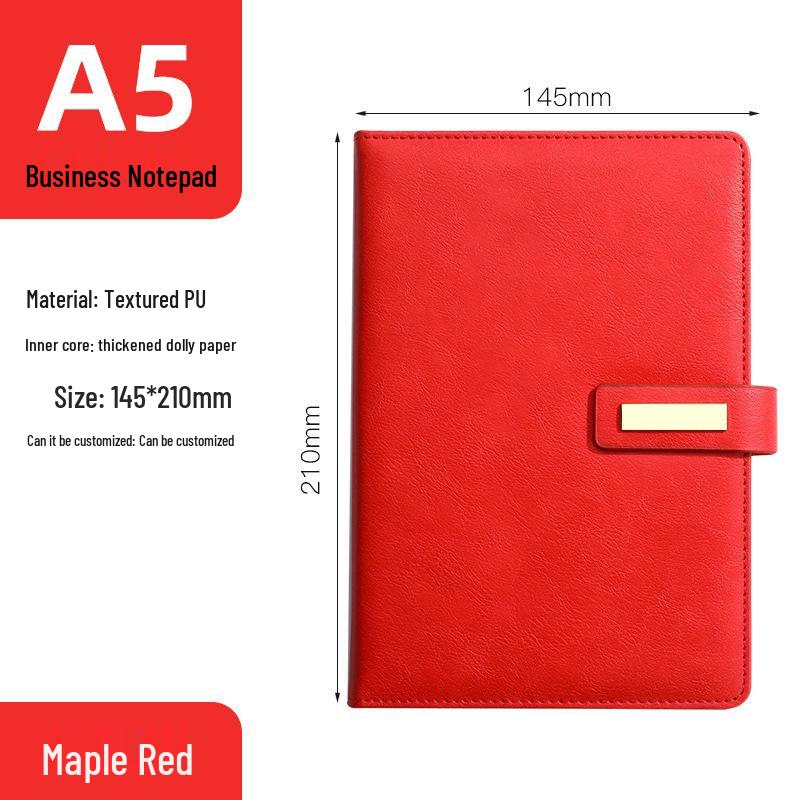 A5 Custom Logo Business Notebook | Soft Leather, Thickened, Buckle Diary with Gift Box