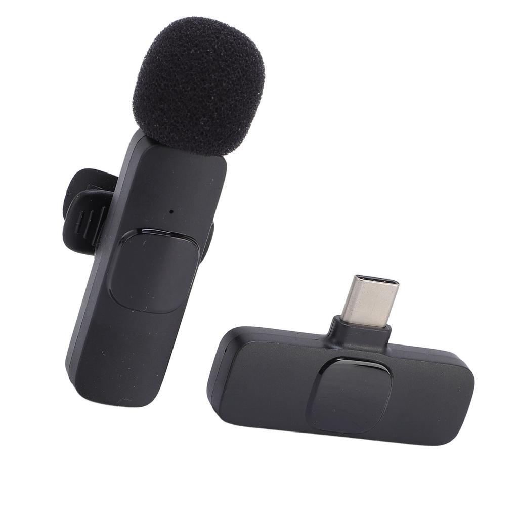 Wireless Lavalier Microphone Type C Rechargeable Noise Reduction Clip On Lapel Microphone for Video Recording Vlog