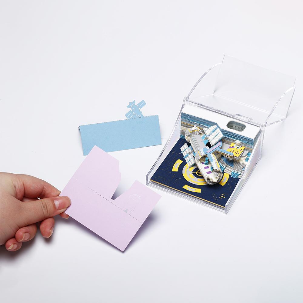 3D Shaped Spacecraft Design DIY Paper Art Notepad Sticky Note Cards for Interstellar Voyage New Design Loose Leaf Memo Pads