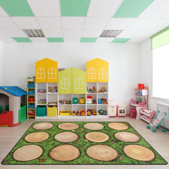 Yousheng Kids Playmat Rug 120x160cm Nursery Colorful Checkered Rug with Anti-Slip Backing Classroom Seating Area Carpet for Art Room Playroom
