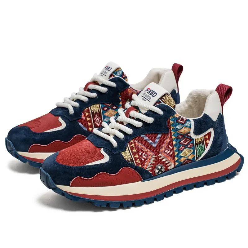 Men Red Comfortable Sneakers Autumn Winter Luxury Platform Casual Low Top Vintage Designer Shoes