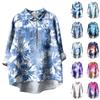 Women's Long Sleeve Shirt Button Retro Gradient Print Casual Hem Irregular Shirt Collar Top
