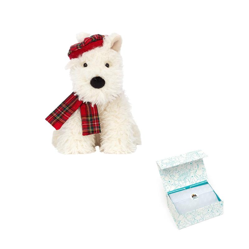 Jellycat Christmas Collection Monroe Scottish Terrier West Highland Dog Limited Atmosphere Outfit Cute Doll Plush Doll 20cm High