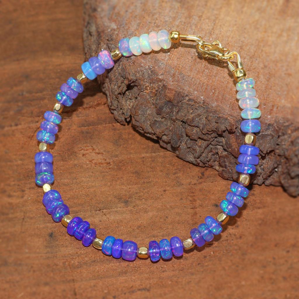 Lavender Ethiopian Opal Bracelet: Sterling Silver Birthstone Jewelry