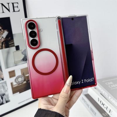 For Samsung Galaxy Z Fold 5 6 7 8 Fold8 WIDE for Magsafe Phone Case Clear Hinge Shockproof Magnetic Wireless Charging Cover
