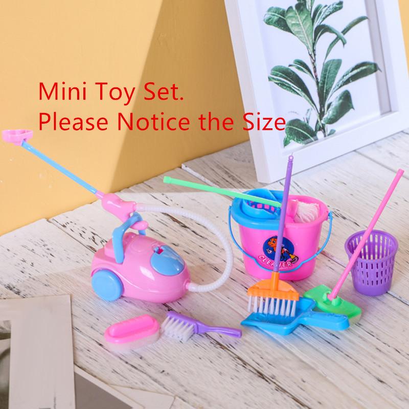 

9 Pcs/Set Mini Kid Pretend Play Toy Housekeeping Tool Kitchen Home Cleaning Broom Brush Washing House Cleaner For Children фиолетовый