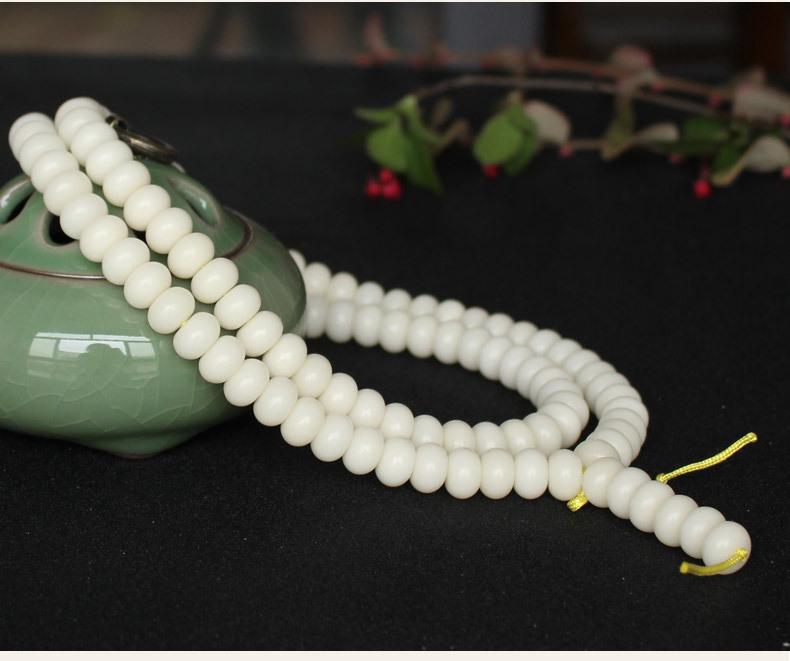 White Jade Bodhi Seed Buddhist Rosary Bracelet & Necklace with 108 Beads for Men and Women Jewelry