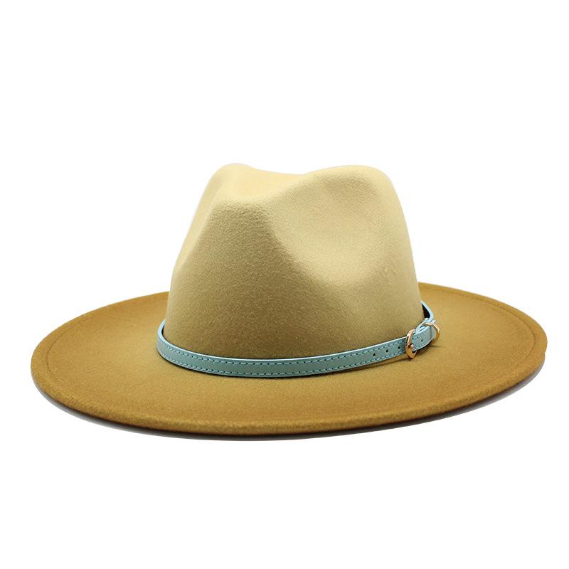 British Wind Season Big Eaves Hat Men And Women Spray Paint Gradual Change Color Jazz Woolen Hat