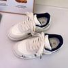 Women's Versatile 2025 Spring/Autumn Thick-Soled Fashionable White Shoes - Perfect with Skirts, Cute Board Shoes