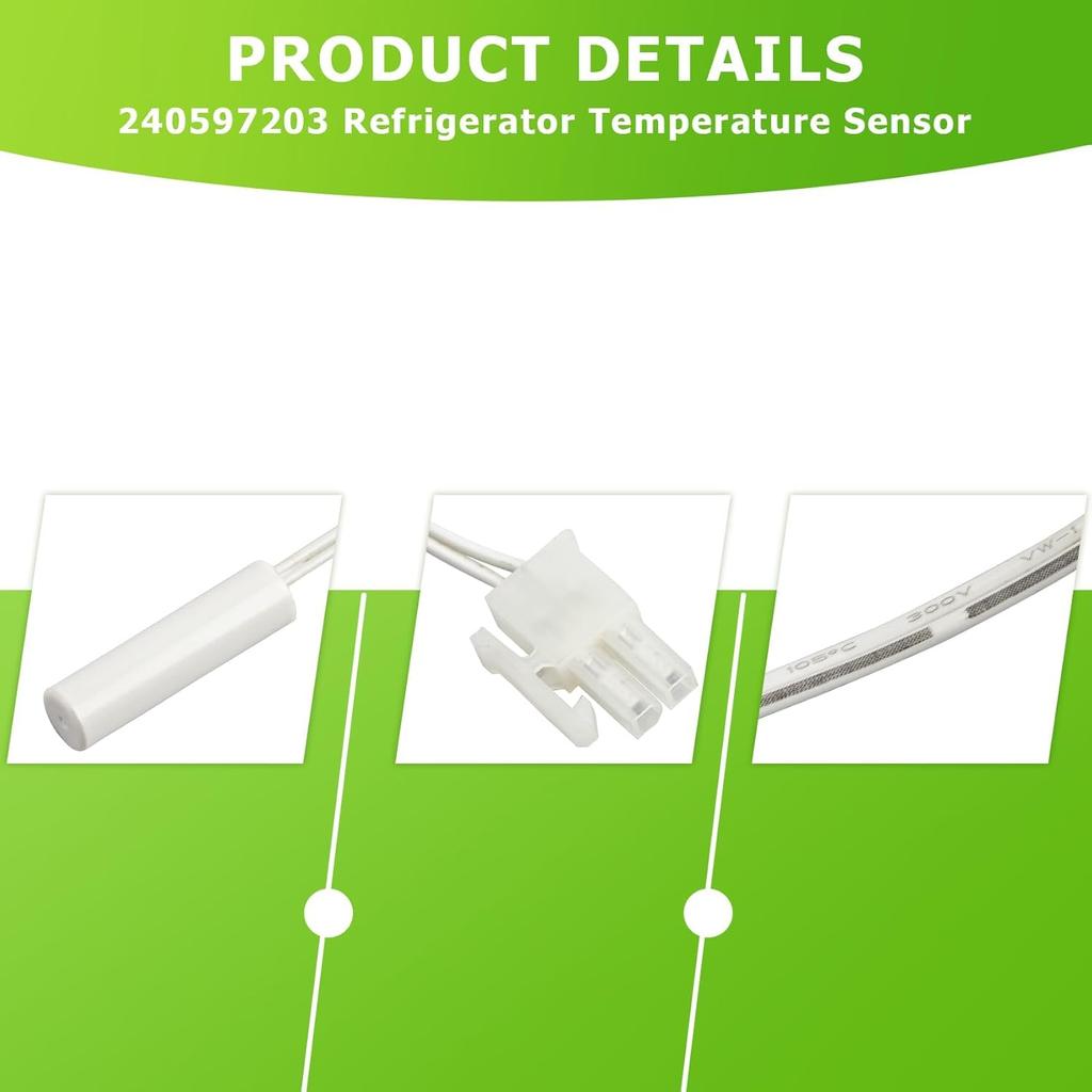 240597203 Refrigerator Temperature Sensor Fits for Frigidaire, Kenmore, Electrolux and Crosley, Replaces Part Number AP4032998 240597202 7240597203