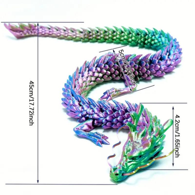 60/45/30cm 3D printed Chinese dragon Shenlong crafts ornamentsToy joint movable dragon Model Home Office Decoration Decor Gifts
