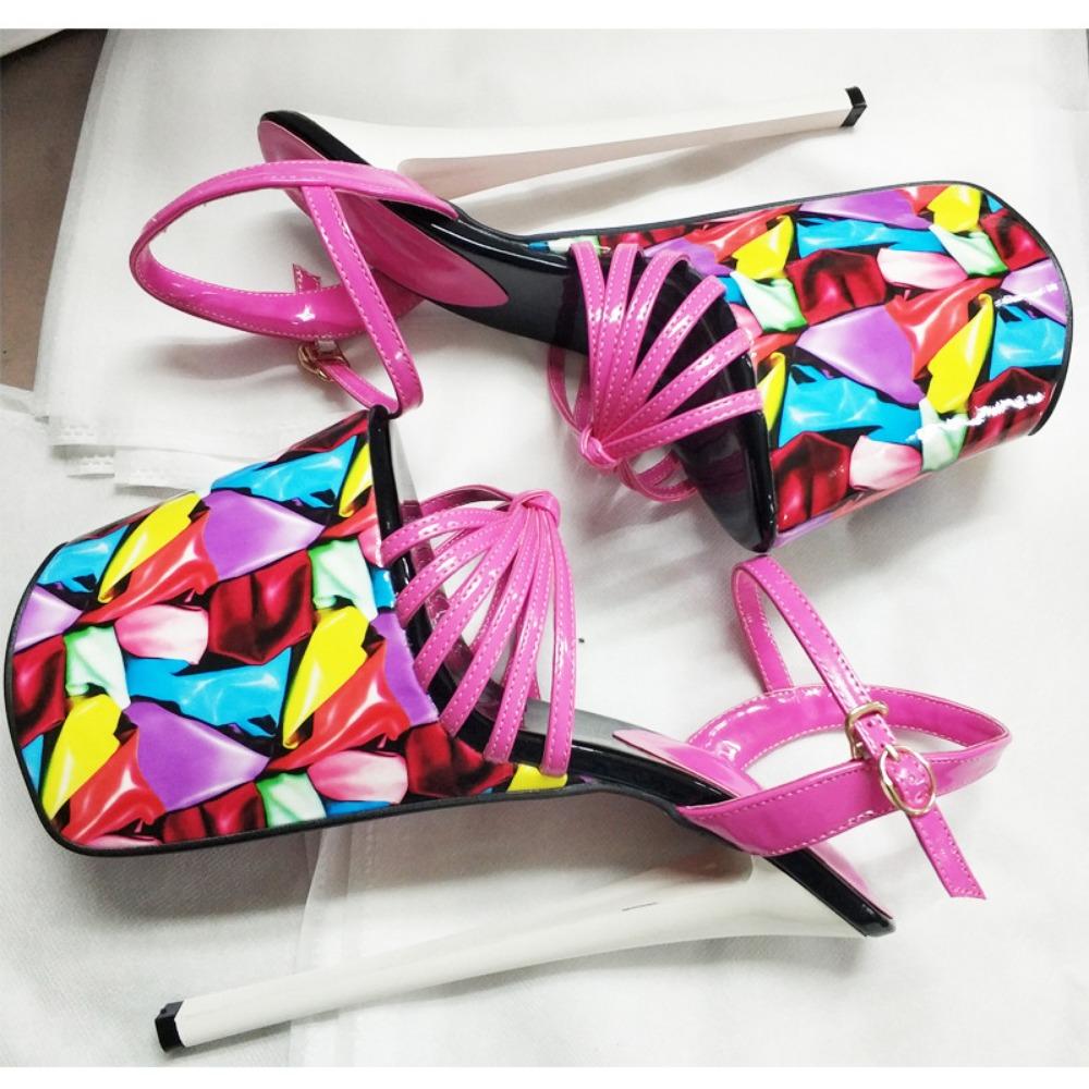 22CM Women Sandals Platform Peep Toe Catwalk Model Striptease Shoes High Heels Nightclub Shoes Plus Size