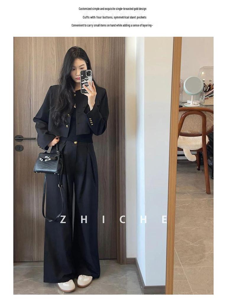 2026 Women's Spring/Autumn Fashion: Short Suit Jacket & High-Waisted Pants Set