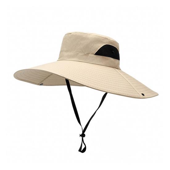 Summer Foldable Bucket Hat Extra Large Brim Sun Protection Hat Fisherman Hat with Adjustable хаки