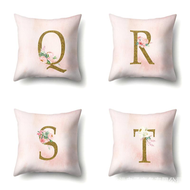 Polyester Pillowcase Home Fantasy Watercolor Print Pillowcase 26 English Letter Cushion Cover