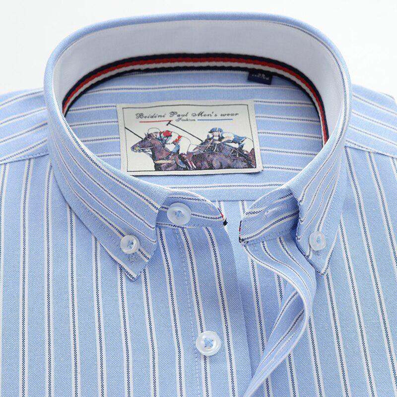 Oxford Shirts Men Striped Casual Men Shirts Long Sleeve England Style Big Size Shirts Men