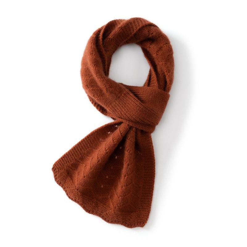 Women's 100% Pure Cashmere Scarf - Hollow Knit Solid Color, Warm & Versatile Neck Warmer