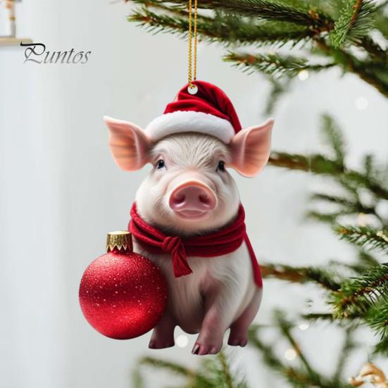 Christmas Pendant Adorable Cartoon Pig Shape Xmas Tree Hanging Ornament for Home Festive Decorations