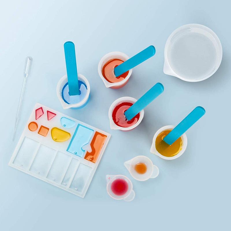 Silicone Measuring Cup Set 8.45oz & 3.38oz Stir Sticks Pipette Gloves For Epoxy Resin Mixing Jewelry Making Supplies Palette Cup