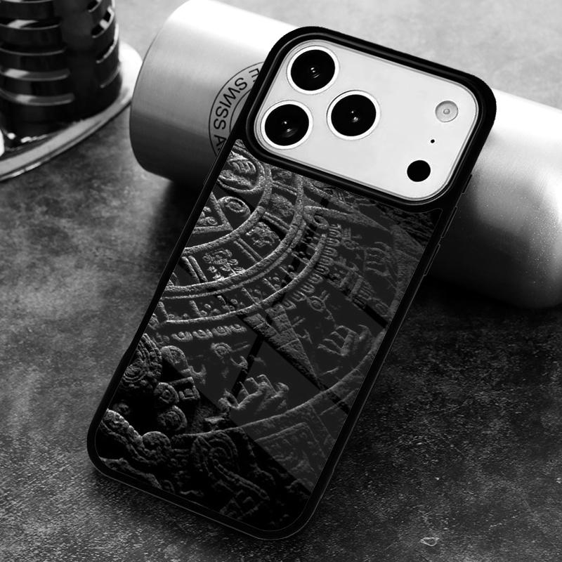 Mayan Calendar Wood Pattern Phone Case for iPhone 17 16 15 Pro Max Air 14 13 12 11 Plus Shockproof Capa Cover
