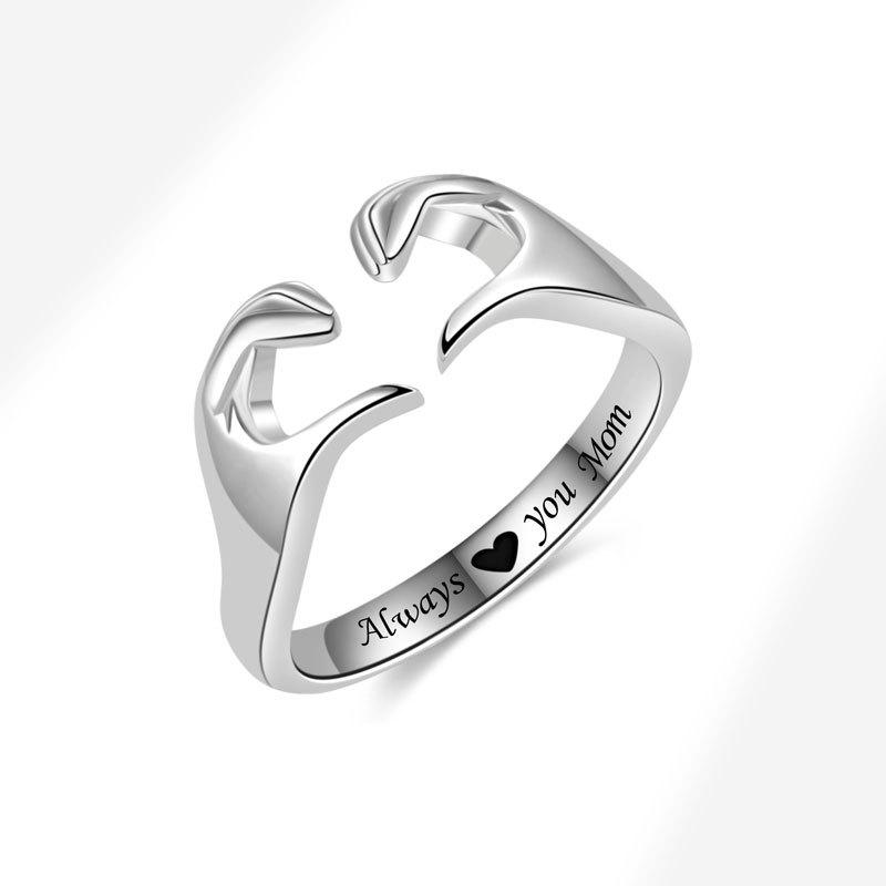 Romantic Double Hand Heart Gesture Ring Fashionable Couple Love Symbol Personalized Jewelry Accessory