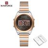 Naviforce Original Women Digital Watch Stainless Steel Strap Waterproof Calendar Chronograph Night Pattern Lady Girl Casual Fashion Watch NF5066