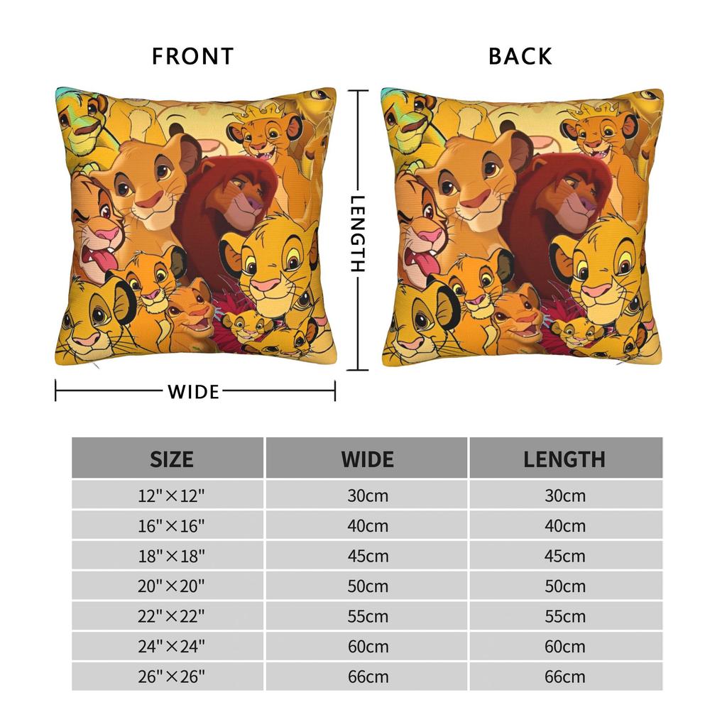 Lion King Simba Square Pillow Case Polyester Cushions for Sofa  , Customized Pillowcase
