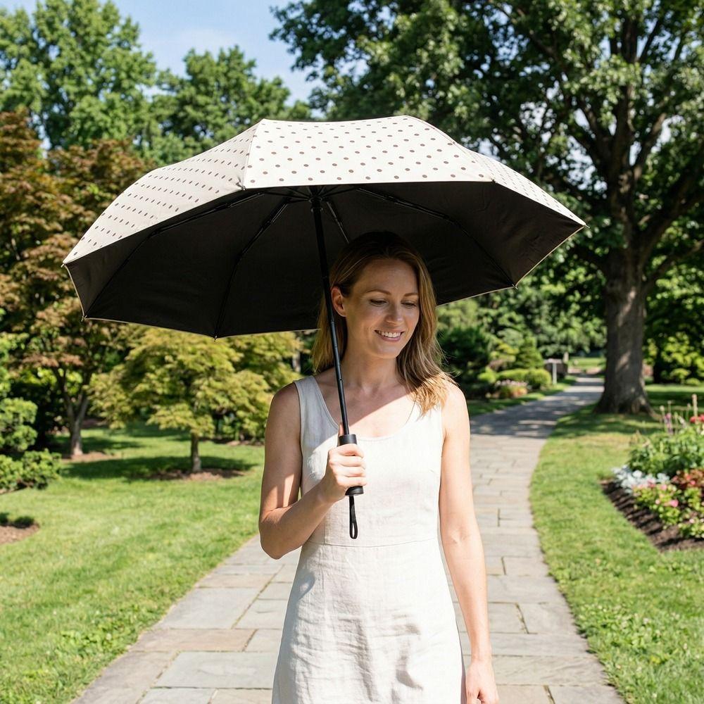 UV Protection Polka Dot Umbrella Automatic/Manual Dual Use Umbrella  for Daily Commuting