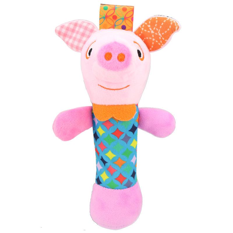 EarthMama Animal Hand Rattle Toy with BB Device - Early Education & Soothing Doll for Infants