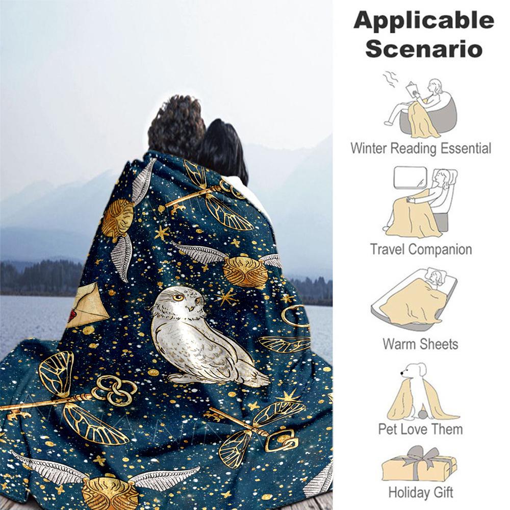 1pc owl golden snitch envelope Outdoor Flannel Throw Blanket All Season Soft Warmth,Home Decor 1031211