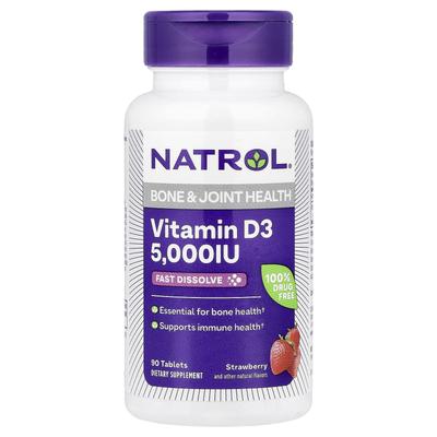 Vitamin D3, Strawberry, 5,000Iu, 90 Tablets