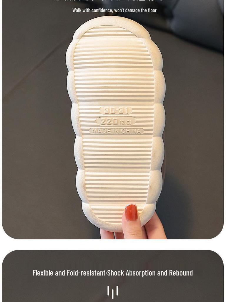 Children's Non-Slip Waterproof Slippers - Soft Cotton, PU Leather, Velvet-Lined for Parents & Kids, Winter Warm