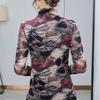 2025 Spring & Autumn Fashion Semi-High Neck Mesh Slimming Top for Moms