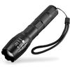 Lampe Torche LED XML-T6 1000 Lm – Zoom X2000, 5 Modes (Strobe/SOS), Rechargeable 18650 Ou 3×AAA – Noir