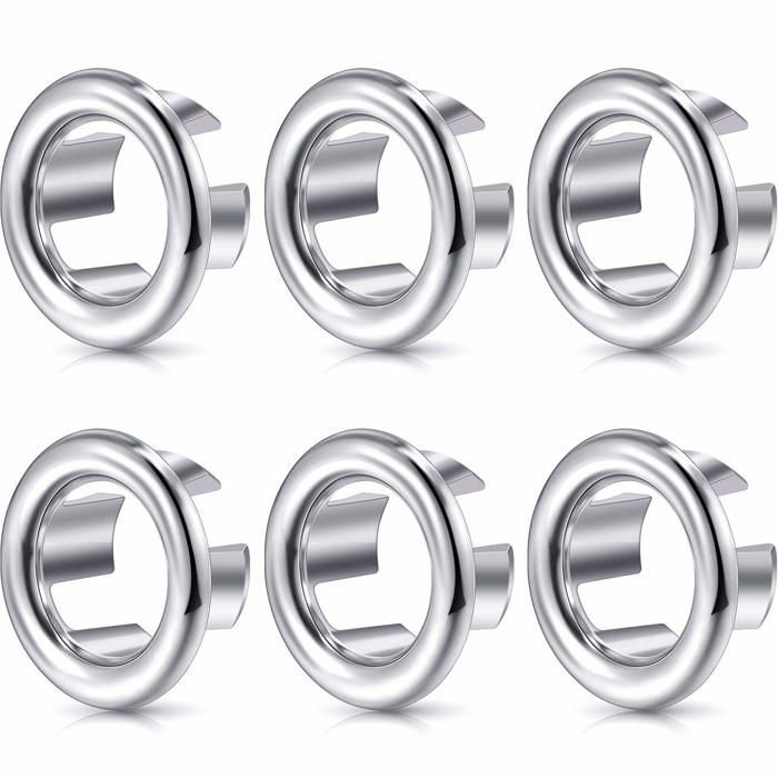 Anneau de trop-plein évier - AIMOONSA - Lot de 6 - Chromé - ABS - Facile à installer
