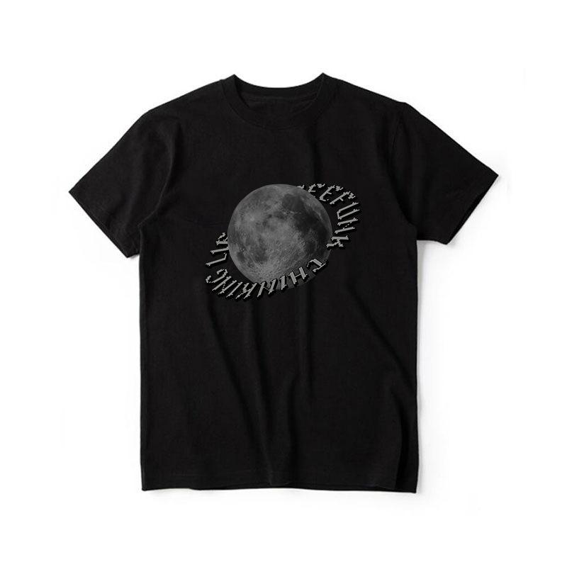 Creative Printing Pure Cotton Short-Sleeved T-Shirt Men'S Trendy Brand Ruffian Handsome Half-Sleeved T-Shirt Summer Casual Half-Sleeved