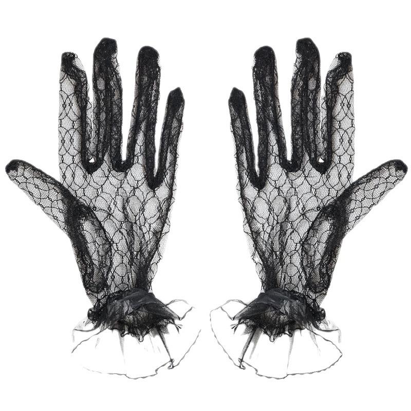 Sex Gloves Sweet Mesh Lace Summer Thin Black And White Gloves Lolita Flower Wedding Dress Hand Sleeves Women