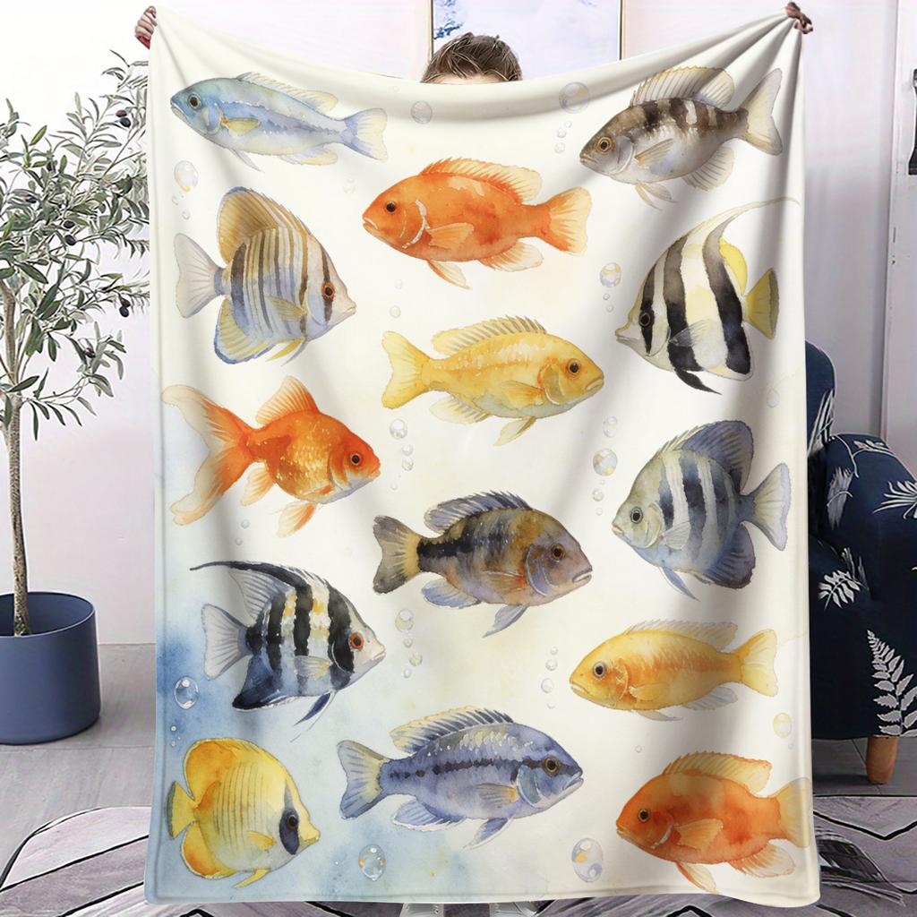 Hot Ocean Fish Soft Blanket Unique Stylish Small Cover Blanket Suitable For Bedrooms Living Rooms Dormitories Cars Offices Nap