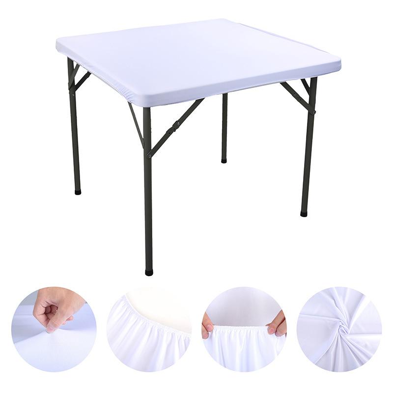 86X86Cm Square Table Cover Elastic Solid Color Wedding Table Protector Tablecloth for Dining Table Decor Picnic Outdoor Camping